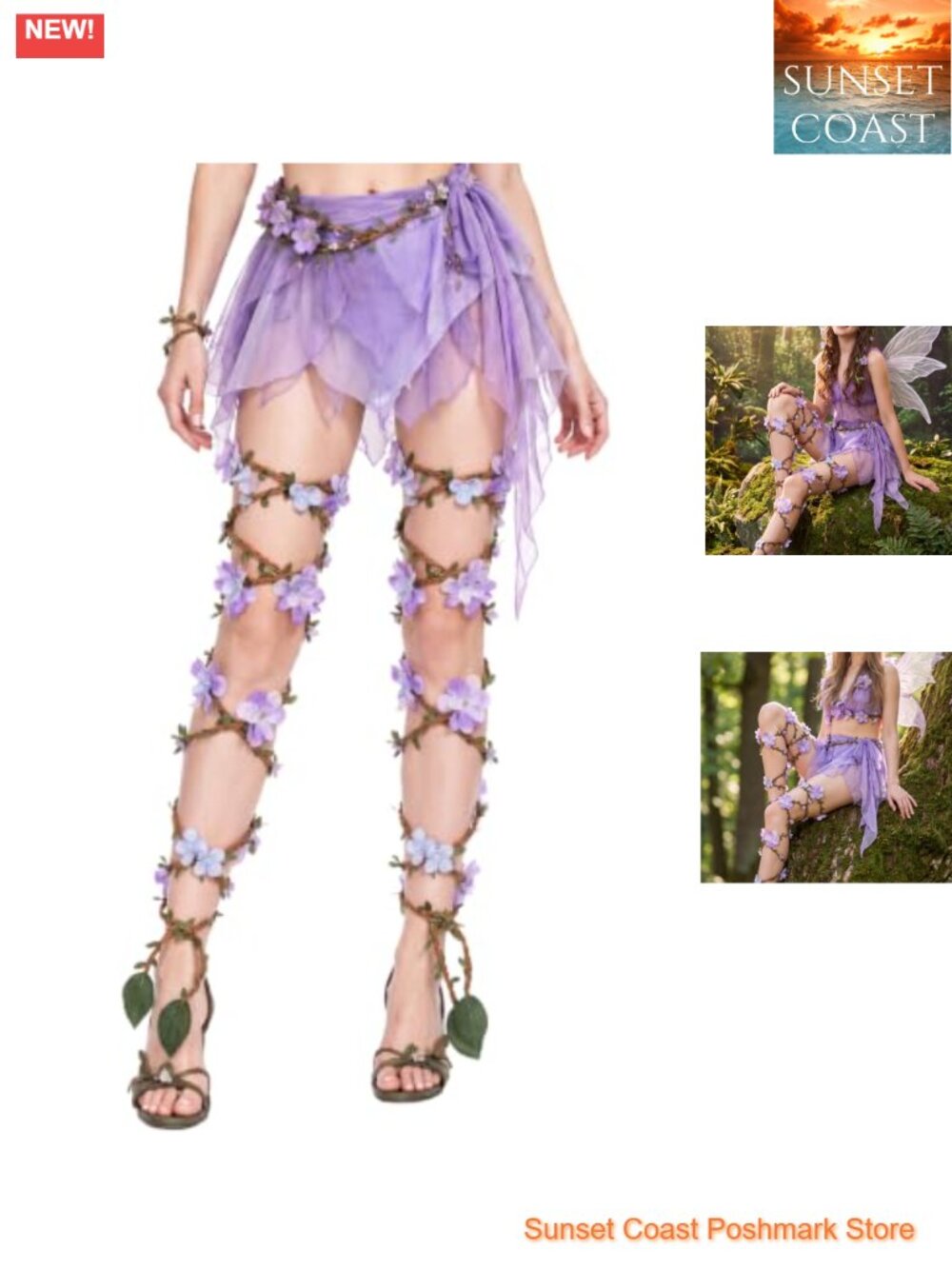 FRESHME Flower Leg Wraps Fairy Costume Renaissance Accessories